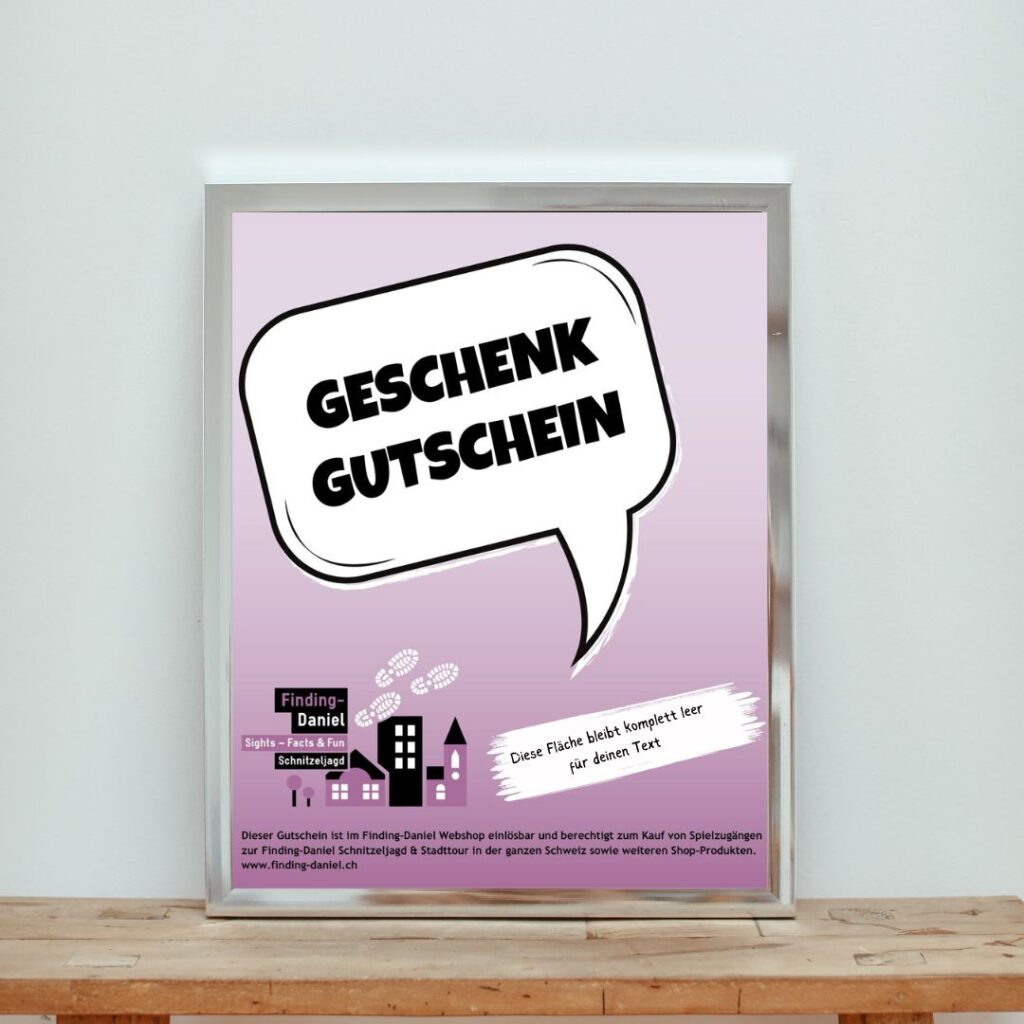 Vorschau eines Geschenkgutscheins der Schnitzeljagd Finding Daniel.