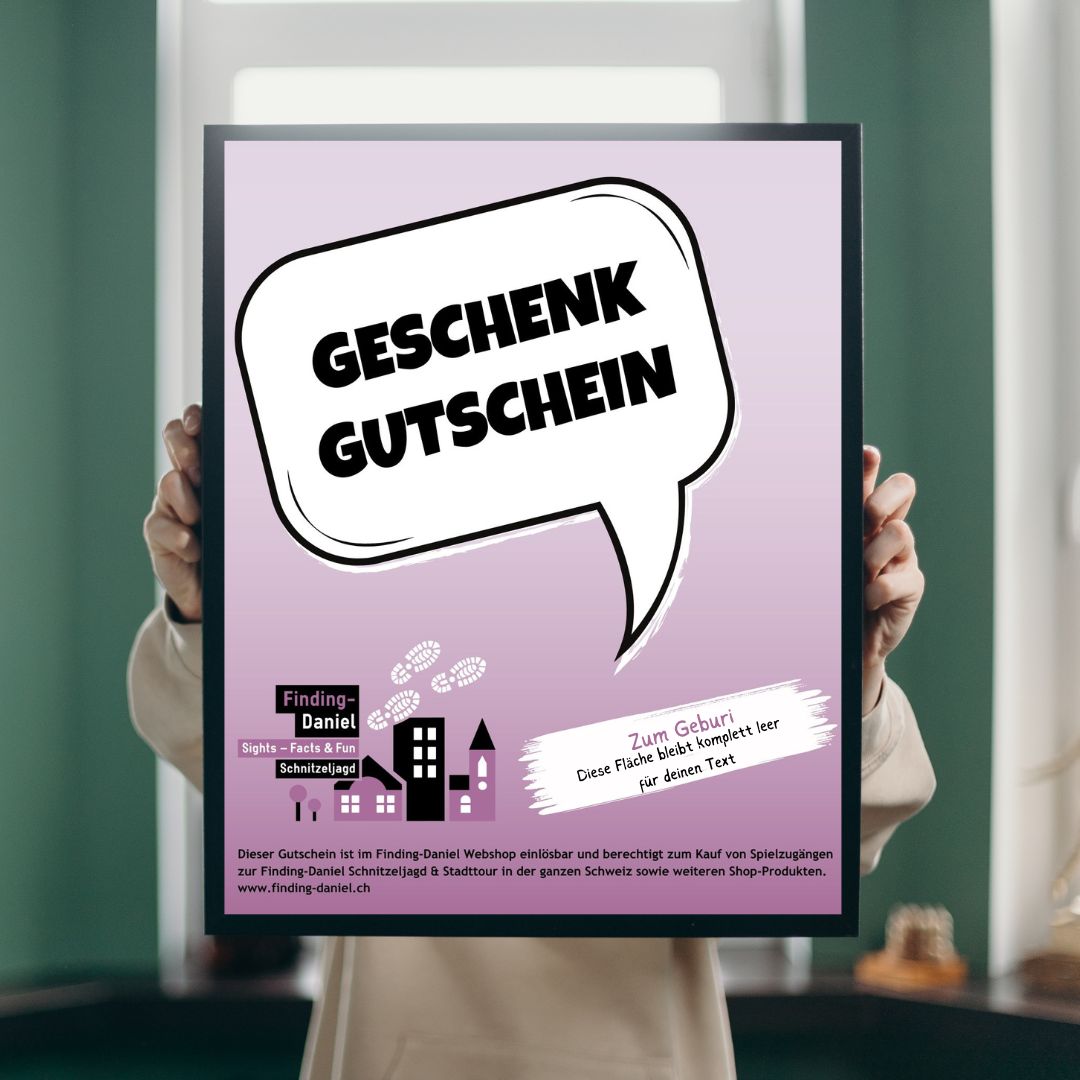 Vorschau eines Geschenkgutscheins der Schnitzeljagd Finding Daniel.